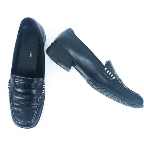 AK Anne Klein Flex Loafers Black Leather Size 6 Career Work Shoe - Picture 1 of 8